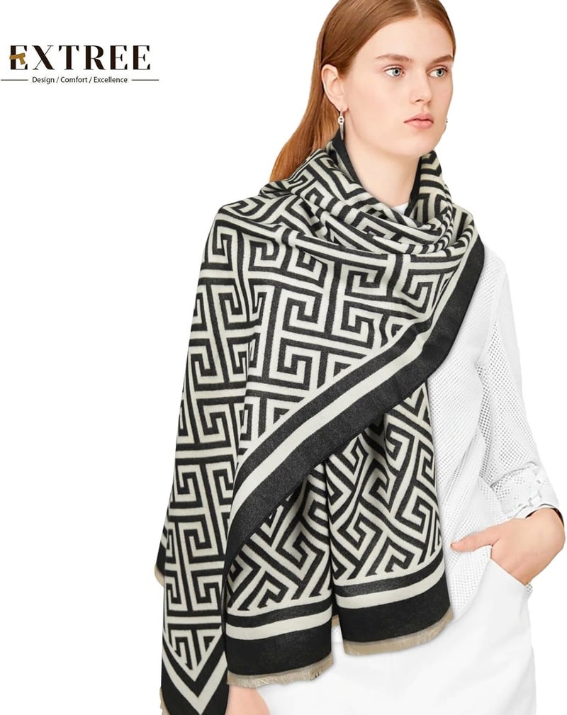 EXTREE Scarfs for Women Pashmina Silky Shawl Wrap for Evening Dressing Blanket Open Front Poncho Cape - Image 5